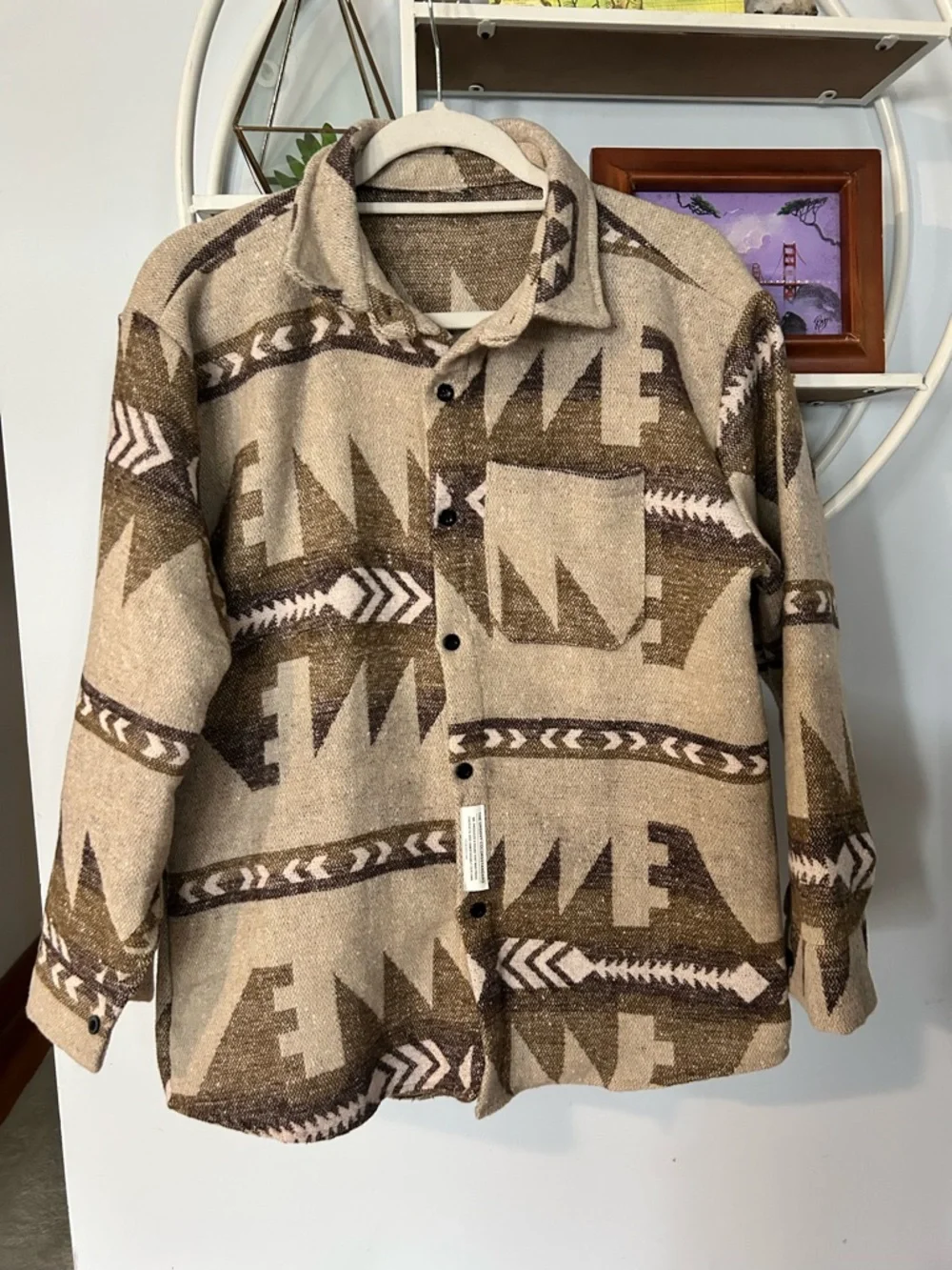 The Groovy Colorsstand Men’s Medium? Brown Tan Aztec Flannel Button Up Shirt
